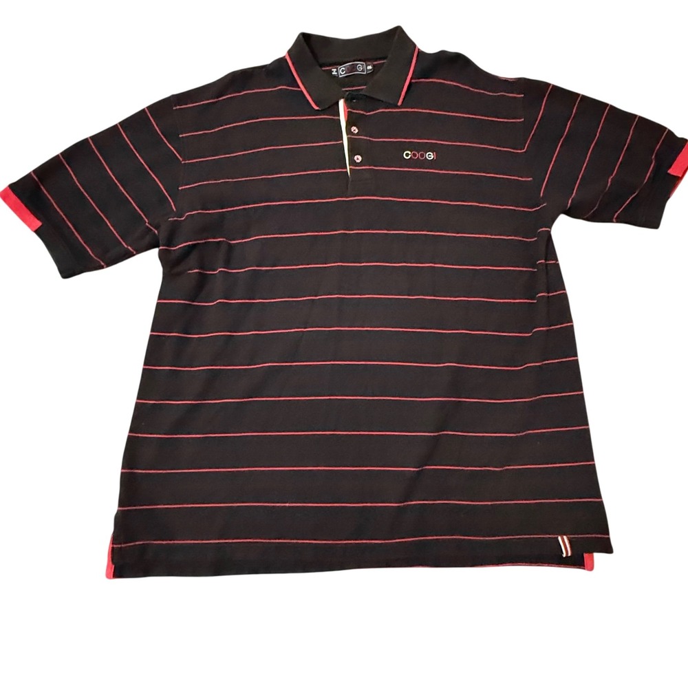 COOGI Mens Black Red Stripe Polo Shirt Big Tall Size 4XL Golf Casual
